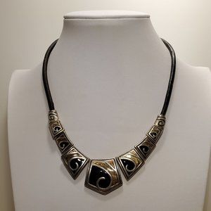 Chico's Black and Silver Necklace Statement.